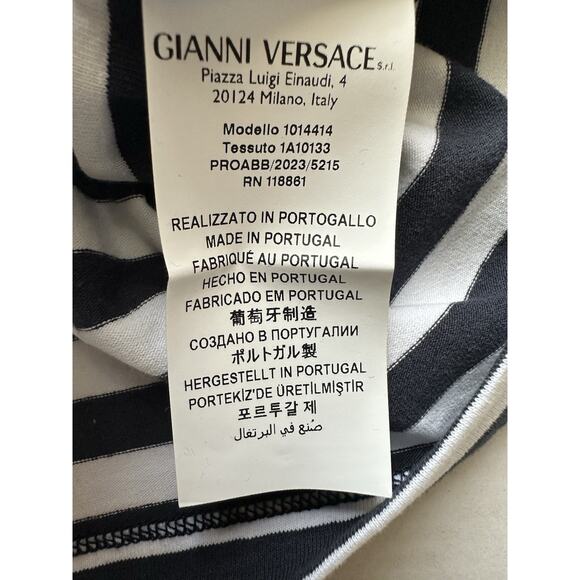 Versace Nautical Stripe T-shirt Size 38 Euro Made in Portugal 1014414 NWT $650 - Picture 8 of 10